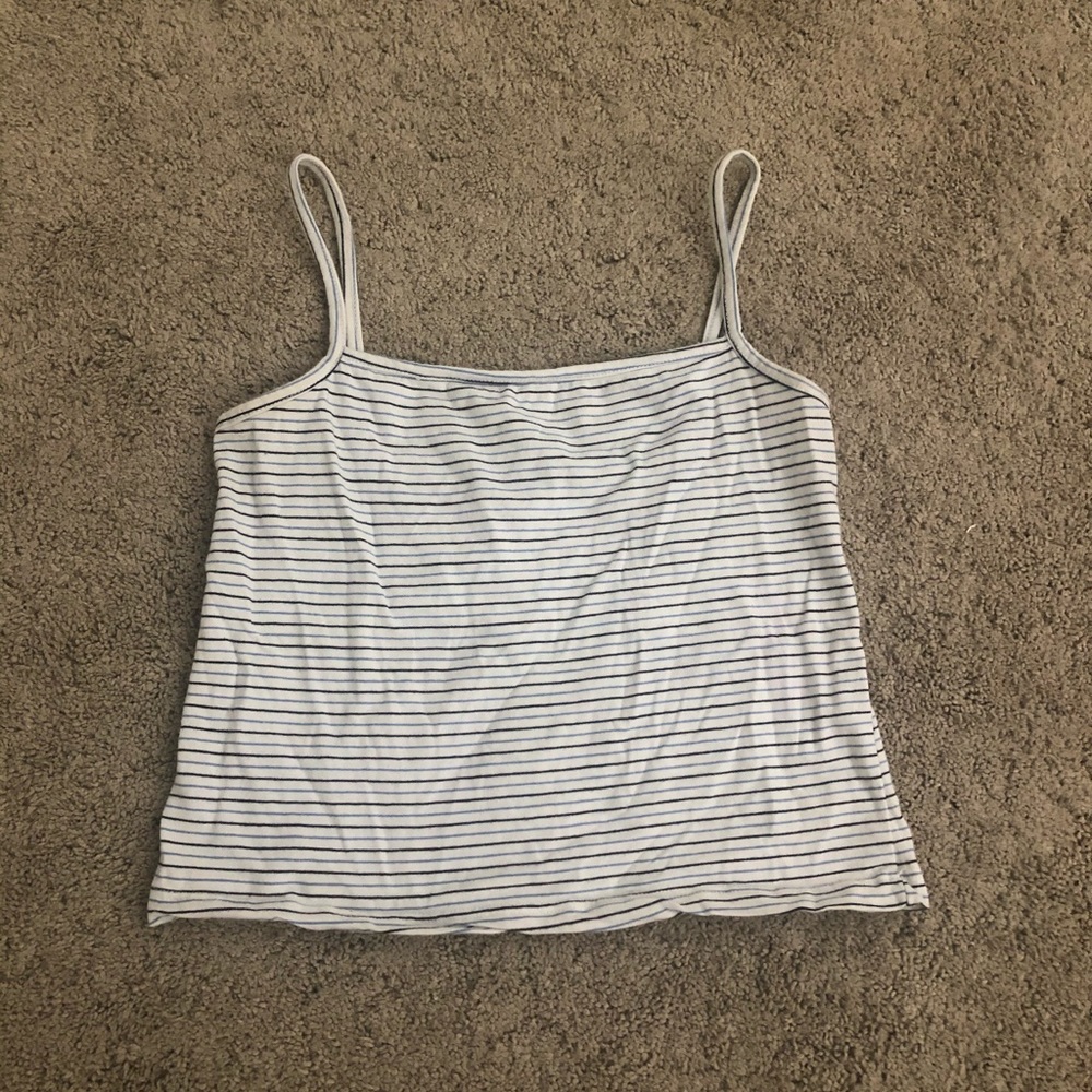 Brandy Melville Blue Black White Striped Tank